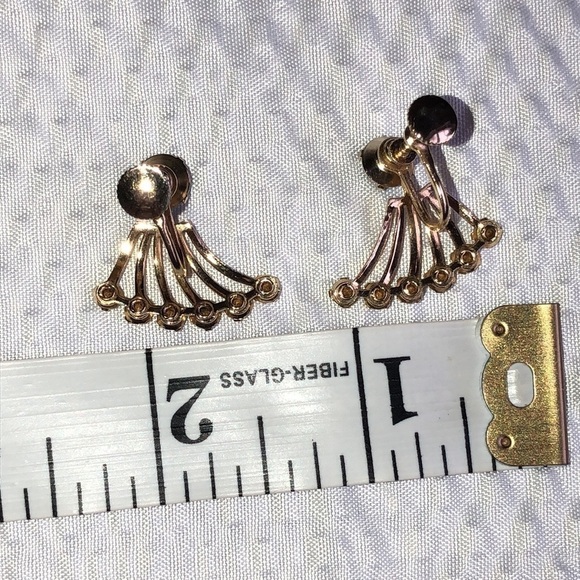 -Gold & Blue stones earrings with screw backs - Picture 8 of 8